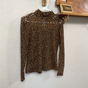 Thalia Sodi Leopard Print Sheer Top